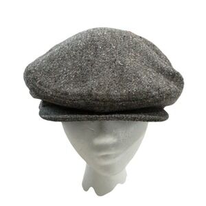 VTG Dockers Mens Newsboy Flat Cap Tweed Blend Wool Blend Grey Size M